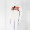 Sandro White Knitted Short Sleeve Top W. Multicolour Stripes
