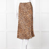 Nanushka Leopard Print Crinkle Midi Skirt