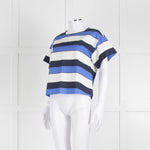 Piazza Sempione Blue And White Striped Cotton Mix Short Sleeve Top
