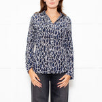 Equipment Grey Blue Black Animal Print Blouse