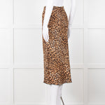 Nanushka Leopard Print Crinkle Midi Skirt