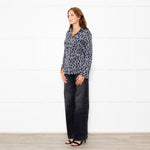 Equipment Grey Blue Black Animal Print Blouse