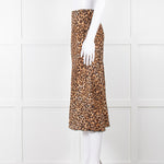 Nanushka Leopard Print Crinkle Midi Skirt