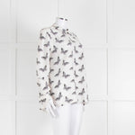 Equipment White Silk Blouse With Black Butterfly Print