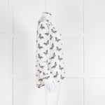 Equipment White Silk Blouse With Black Butterfly Print