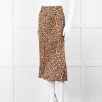 Nanushka Leopard Print Crinkle Midi Skirt