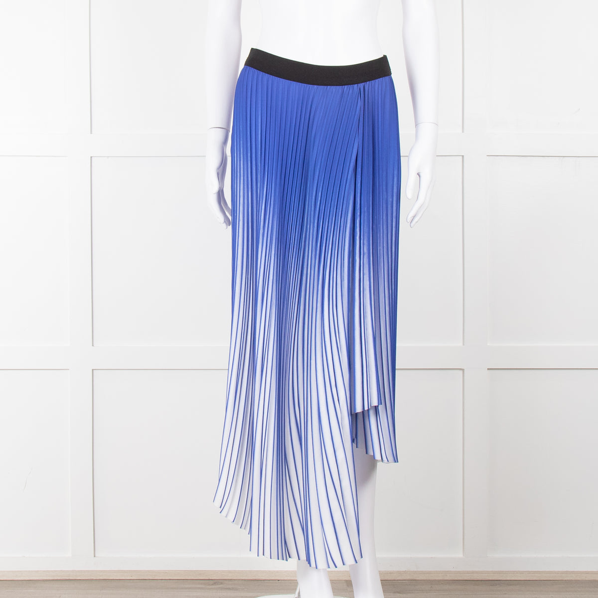 By Malene Birger Blue & White Mirco Pleat Elastic Waist Skirt