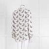 Equipment White Silk Blouse With Black Butterfly Print
