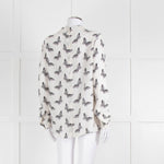 Equipment White Silk Blouse With Black Butterfly Print