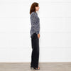 Equipment Grey Blue Black Animal Print Blouse