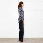 Equipment Grey Blue Black Animal Print Blouse