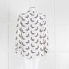 Equipment White Silk Blouse With Black Butterfly Print