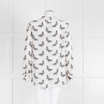 Equipment White Silk Blouse With Black Butterfly Print