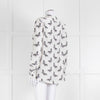 Equipment White Silk Blouse With Black Butterfly Print