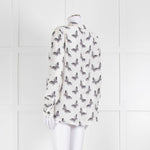 Equipment White Silk Blouse With Black Butterfly Print
