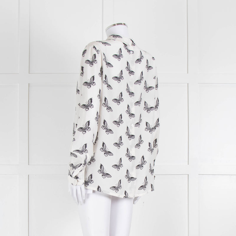 Equipment White Silk Blouse With Black Butterfly Print