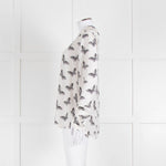 Equipment White Silk Blouse With Black Butterfly Print