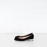 Nicholas Kirkwood Black Suede Faux Pearl Heeled Shoes