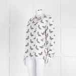 Equipment White Silk Blouse With Black Butterfly Print