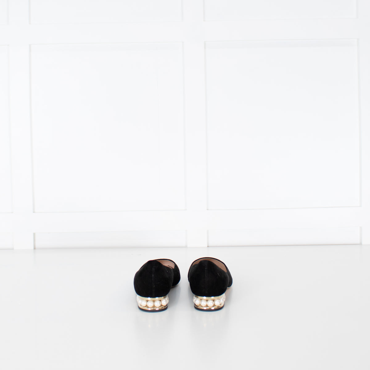 Nicholas Kirkwood Black Suede Faux Pearl Heeled Shoes