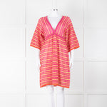 Missoni Pink, Orange, Yellow & Gold Thread V Neck Dress