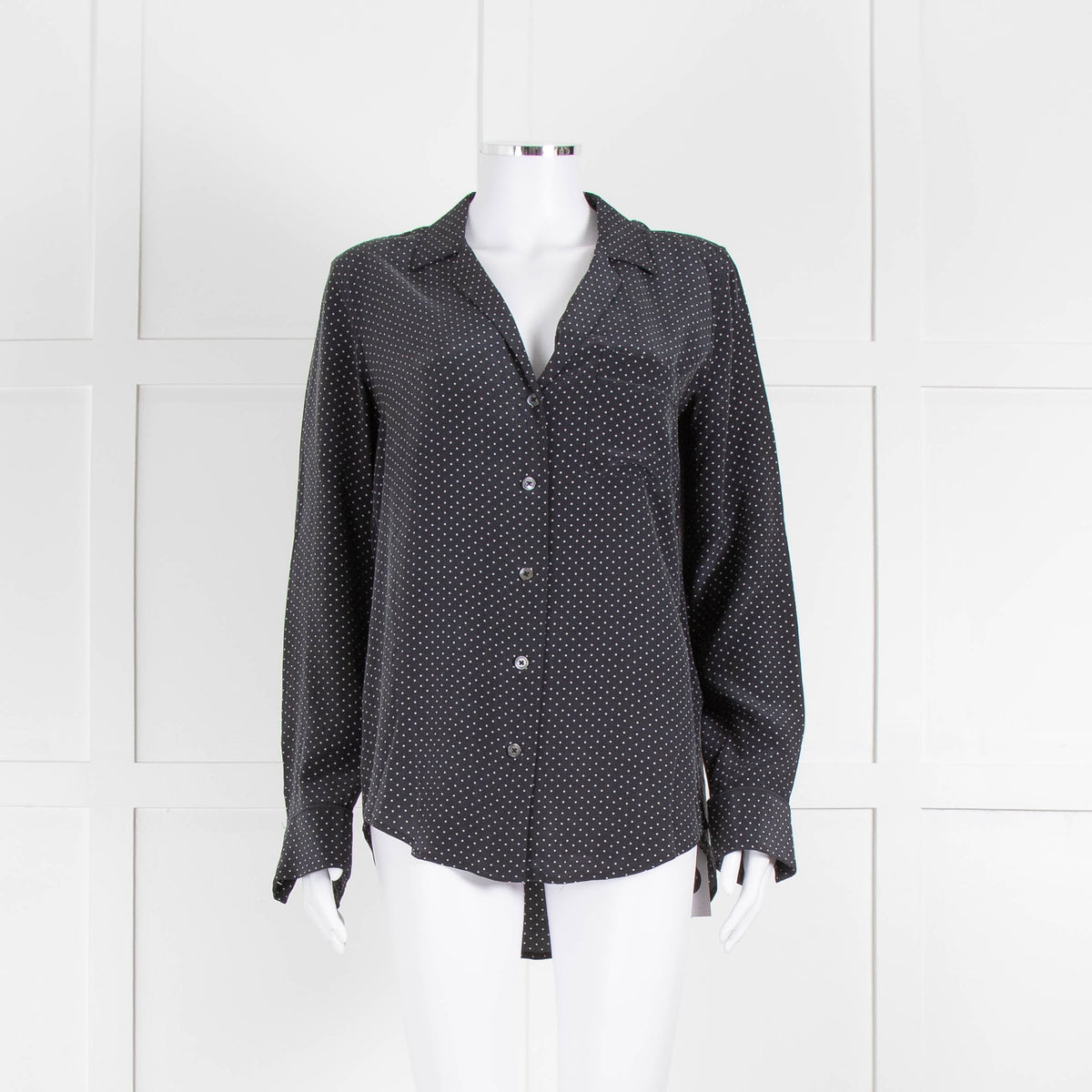 EQUIPMENT Black And White Spotted Silk L/S Blouse
