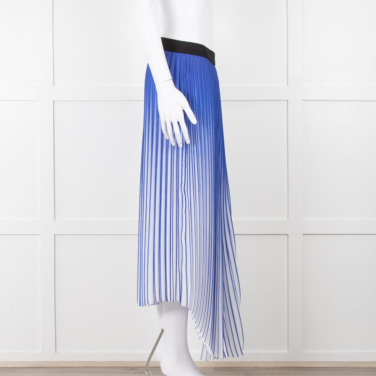 By Malene Birger Blue & White Mirco Pleat Elastic Waist Skirt