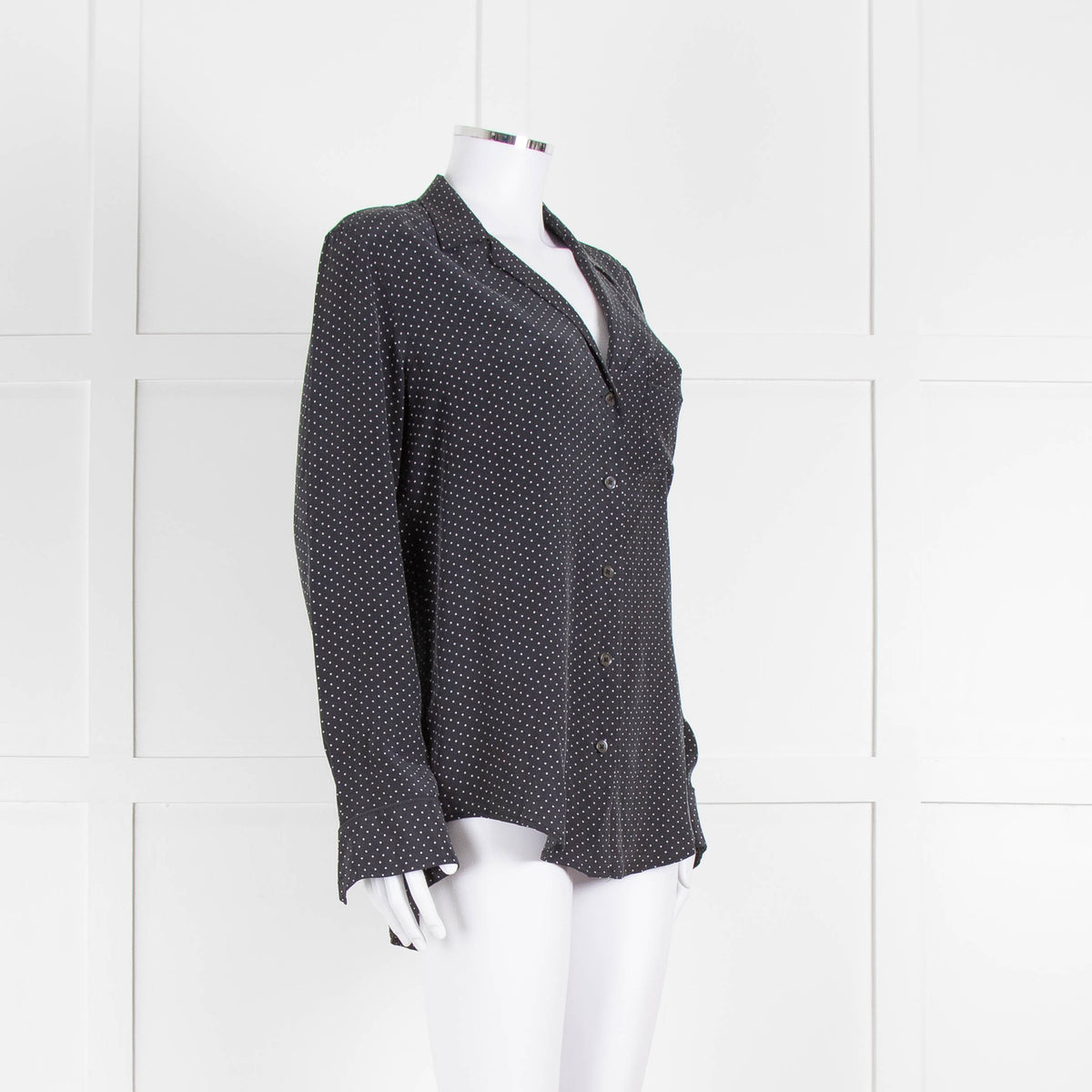 EQUIPMENT Black And White Spotted Silk L/S Blouse
