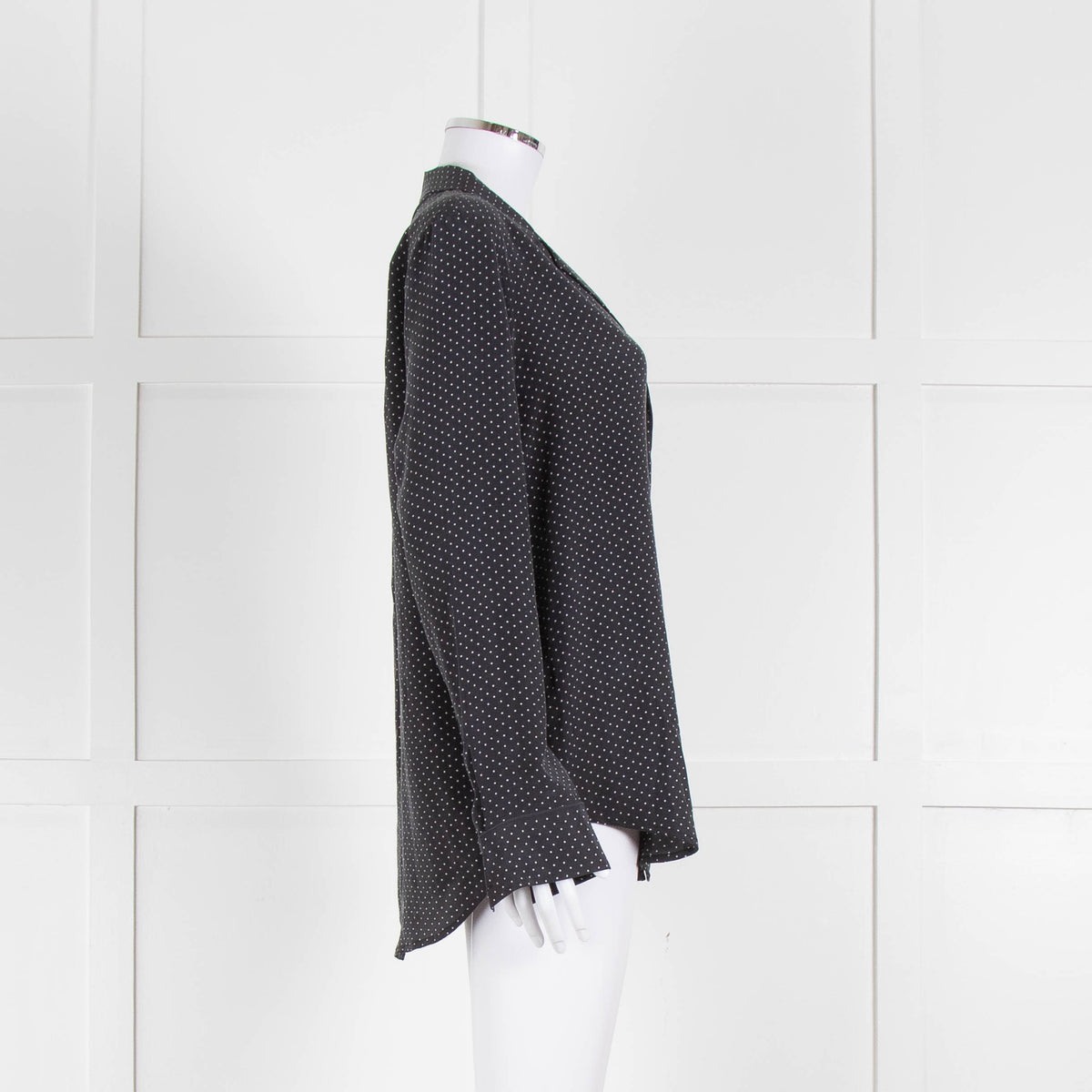 EQUIPMENT Black And White Spotted Silk L/S Blouse