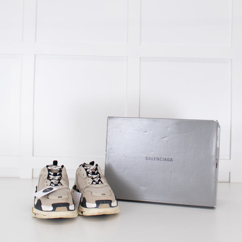 Balenciaga Beige Black Triple S Trainers