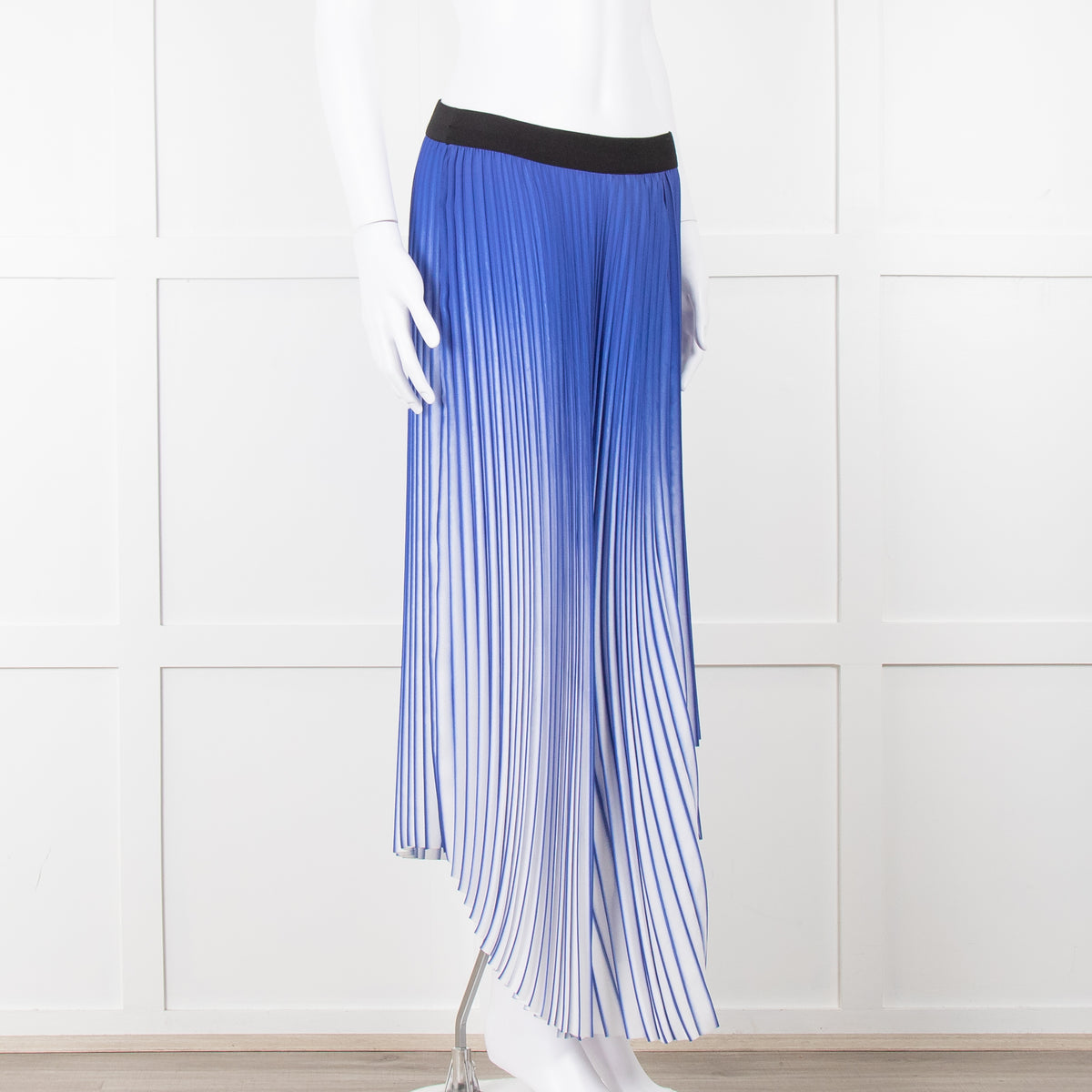 By Malene Birger Blue & White Mirco Pleat Elastic Waist Skirt