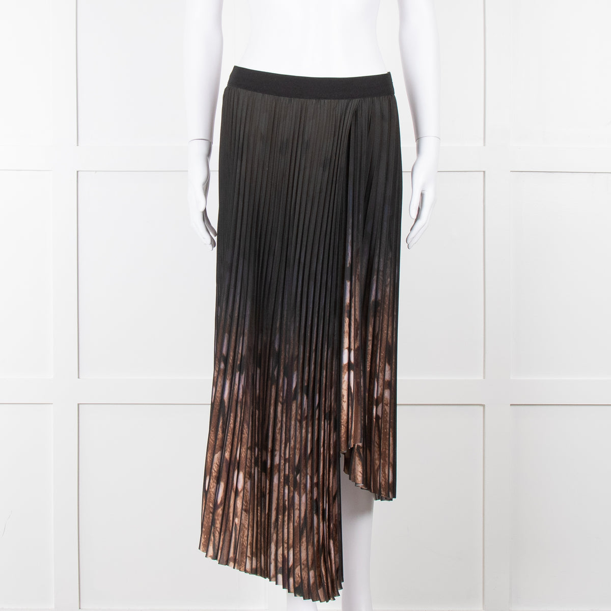 By Malene Birger Brown Pattern Micro Pleat Elasti Waist Skirt