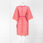 Missoni Pink, Orange, Yellow & Gold Thread V Neck Dress