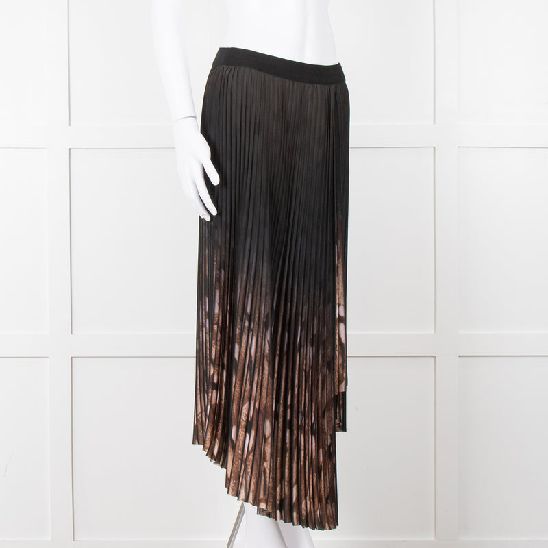 By Malene Birger Brown Pattern Micro Pleat Elasti Waist Skirt