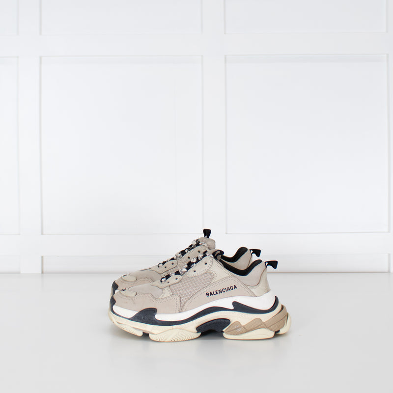 Balenciaga Beige Black Triple S Trainers