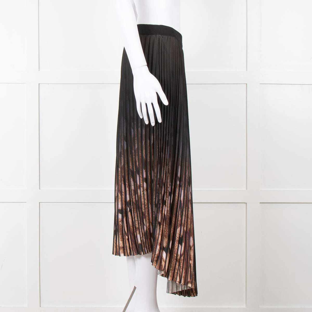 By Malene Birger Brown Pattern Micro Pleat Elasti Waist Skirt