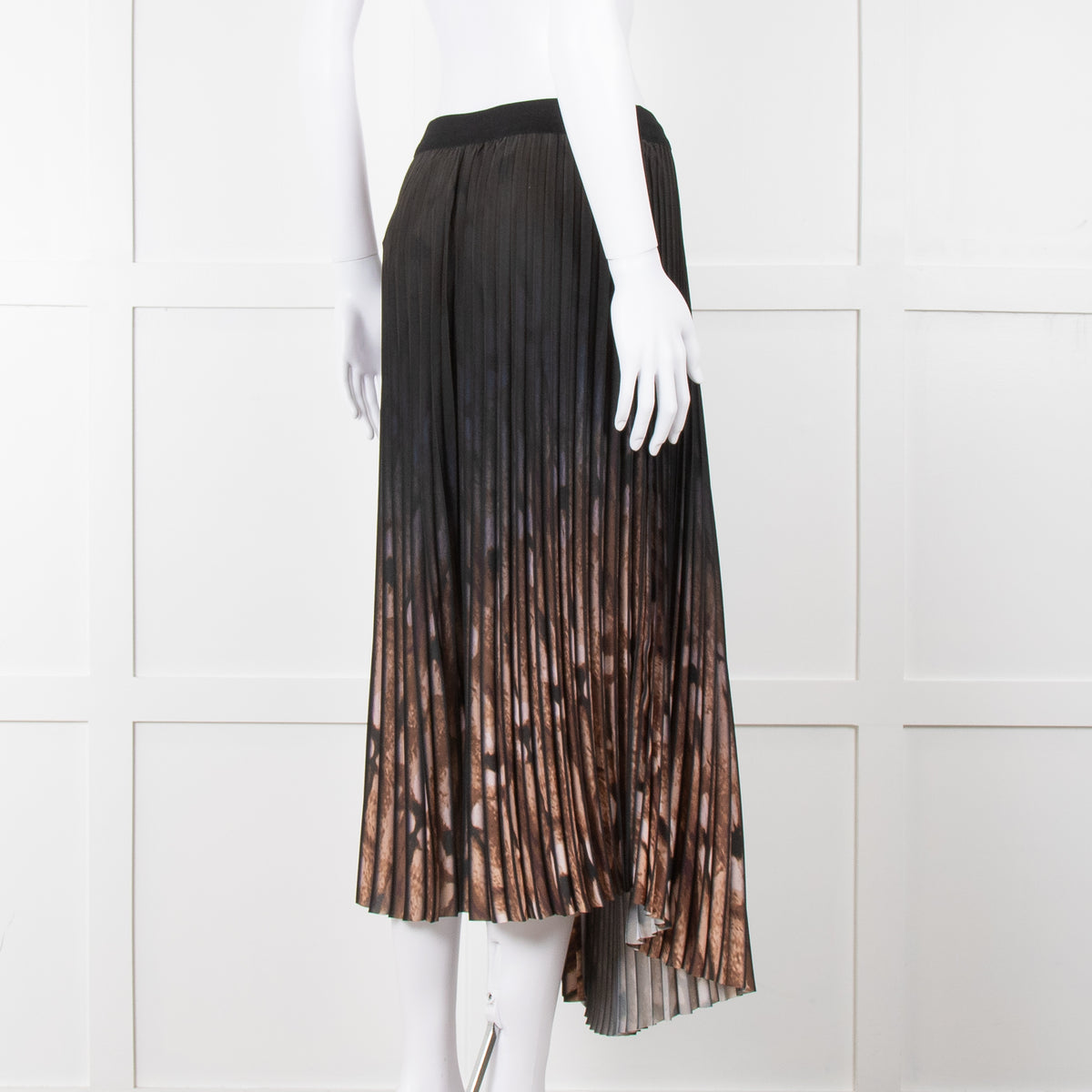 By Malene Birger Brown Pattern Micro Pleat Elasti Waist Skirt