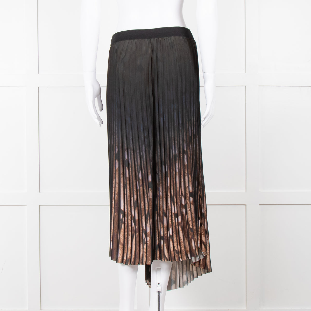By Malene Birger Brown Pattern Micro Pleat Elasti Waist Skirt