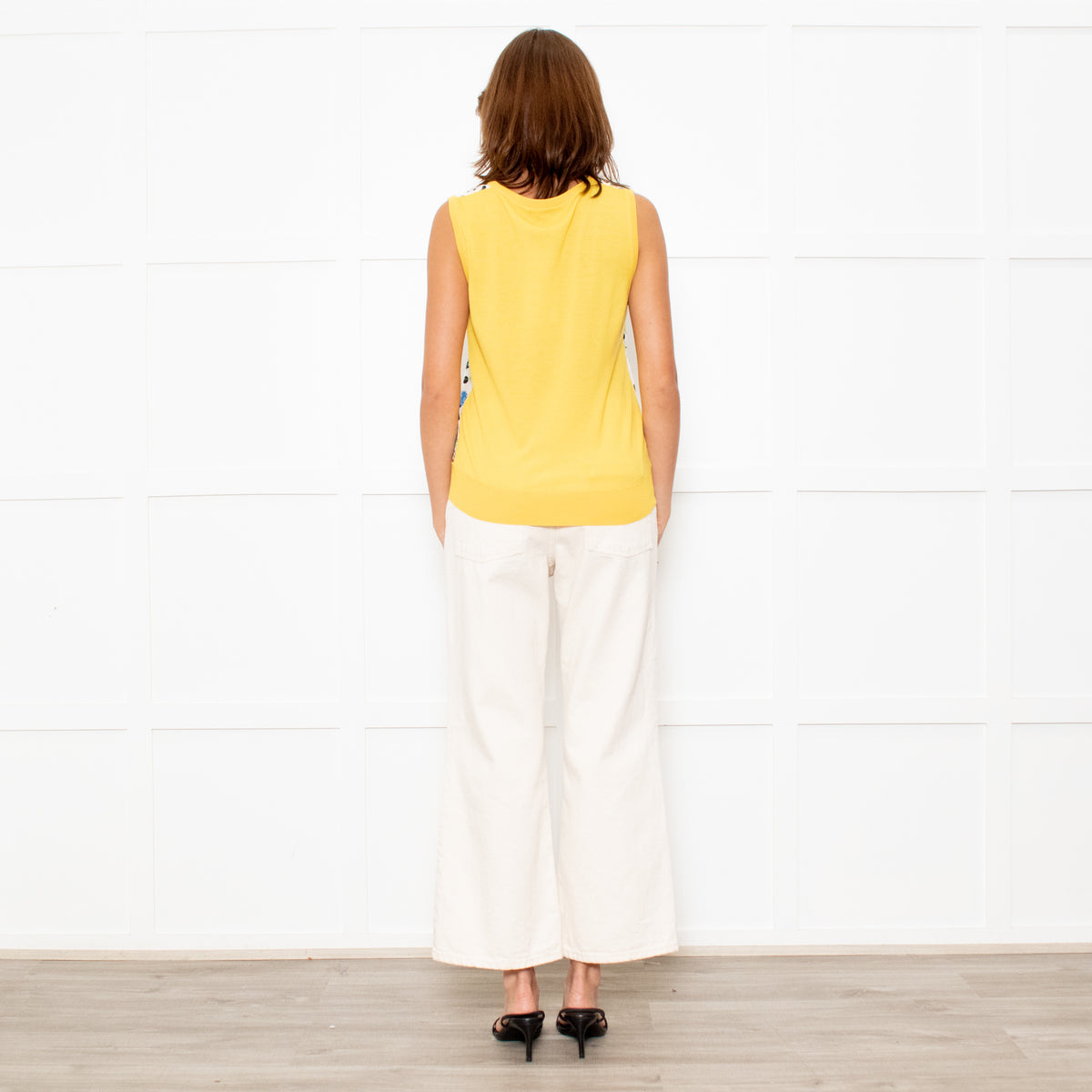 Dolce & Gabbana Yellow Cream Black Polka Dot Rose Print Top