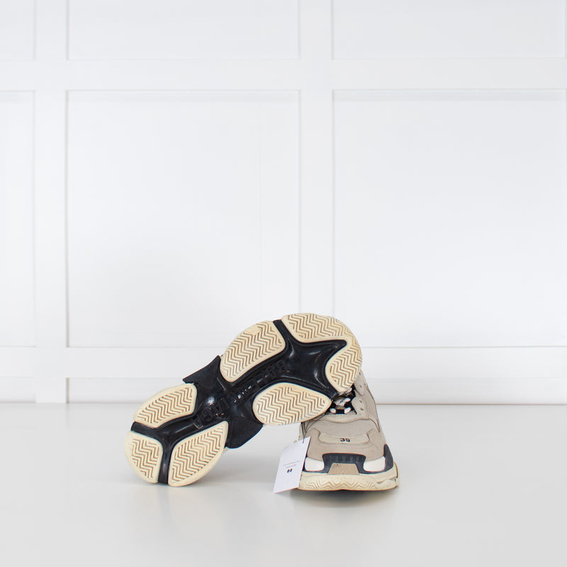Balenciaga Beige Black Triple S Trainers
