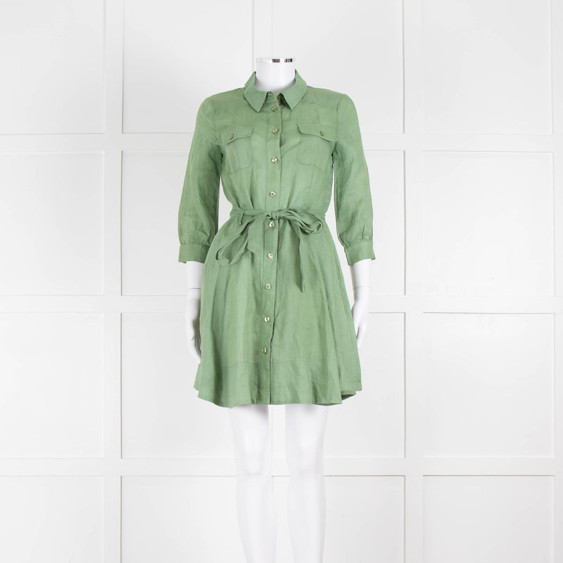 Twinset Sage Green Linen Utility Dress