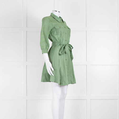Twinset Sage Green Linen Utility Dress