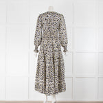 Me & Em Black Camomile Print Multi Tiered Belted Maxi Dress