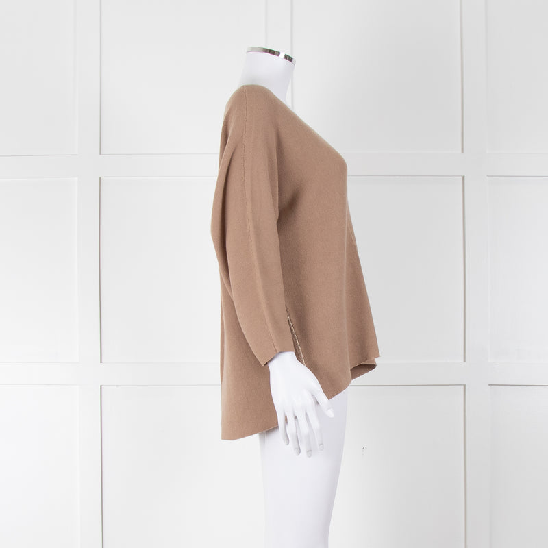 Henry Christ Brown Oversized Cotton Jumper With Gold Thread