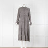 Ganni Black White Gingham Long Sleeve Maxi Dress