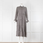 Ganni Black White Gingham Long Sleeve Maxi Dress