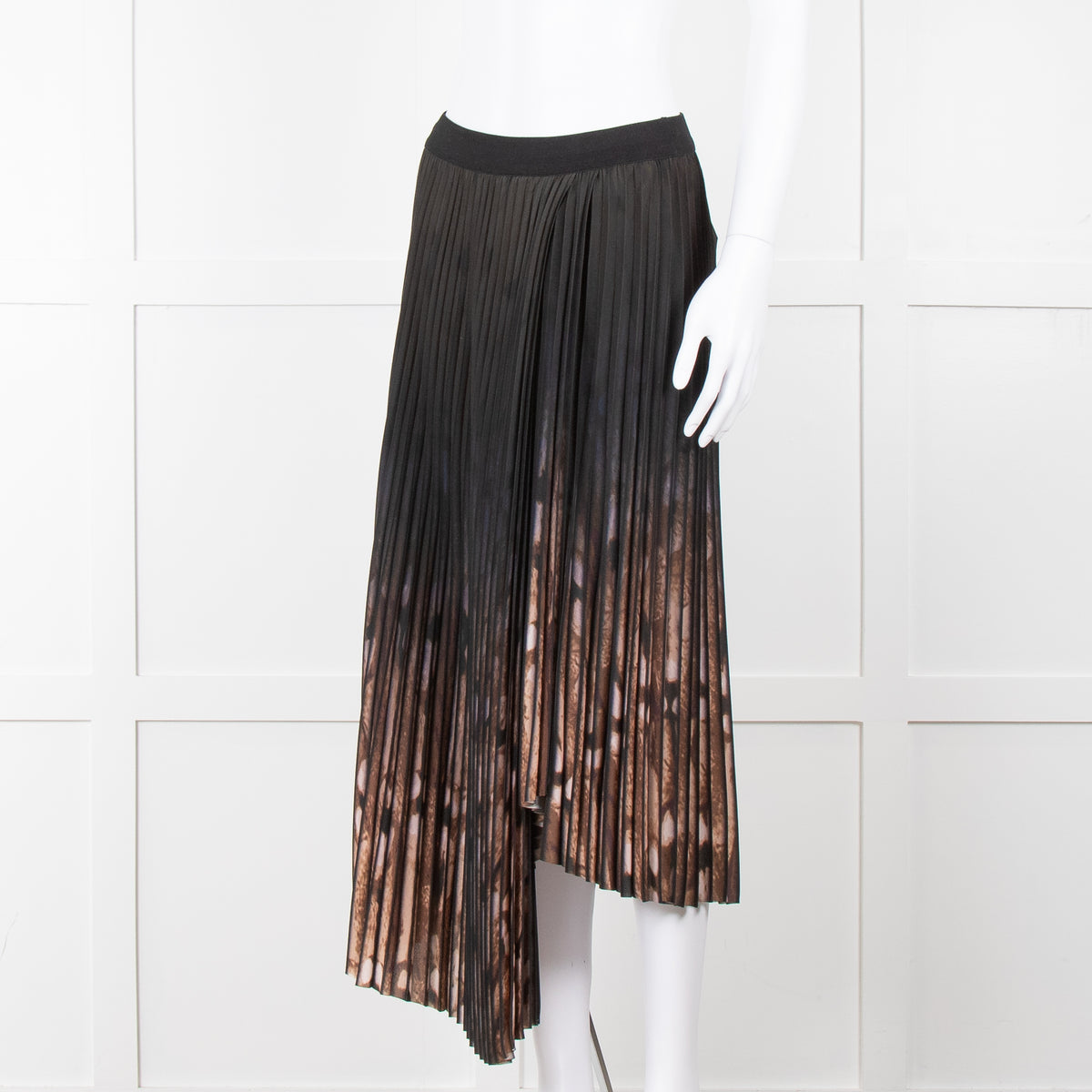 By Malene Birger Brown Pattern Micro Pleat Elasti Waist Skirt