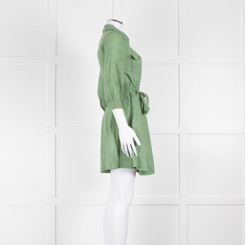 Twinset Sage Green Linen Utility Dress