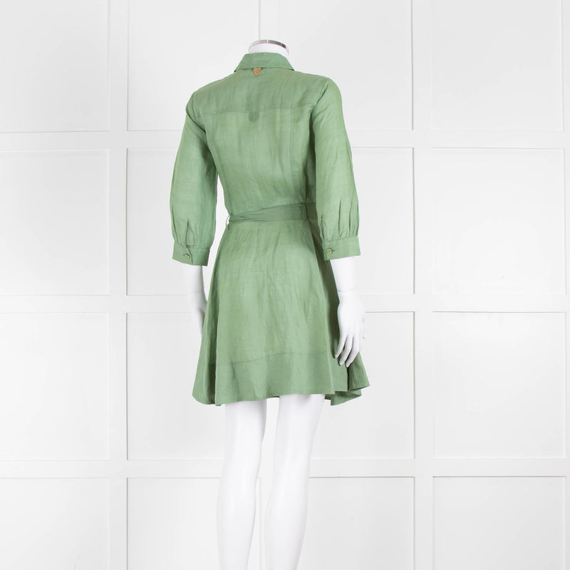 Twinset Sage Green Linen Utility Dress