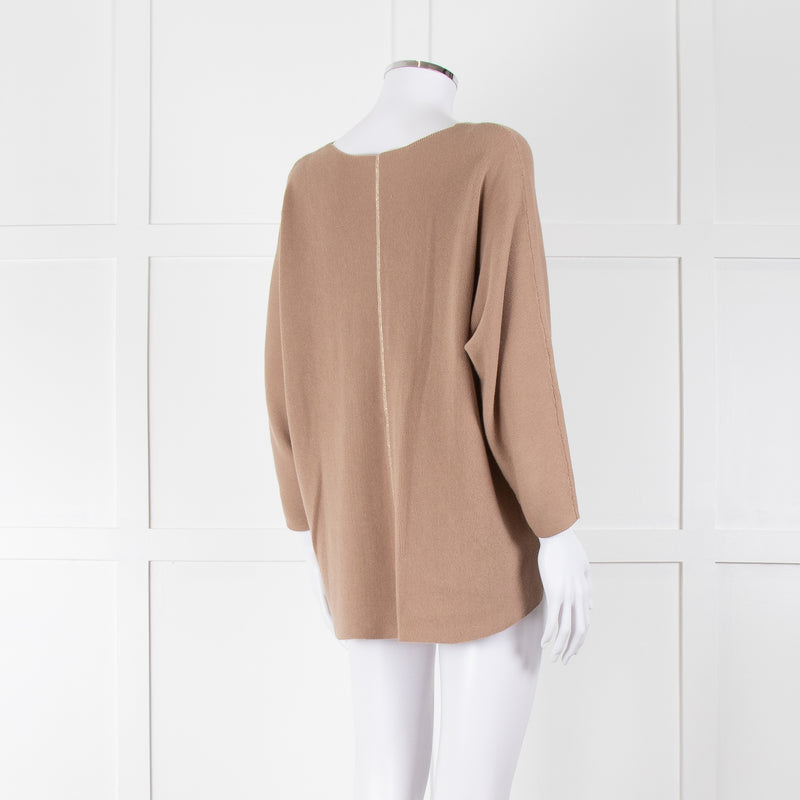 Henry Christ Brown Oversized Cotton Jumper With Gold Thread